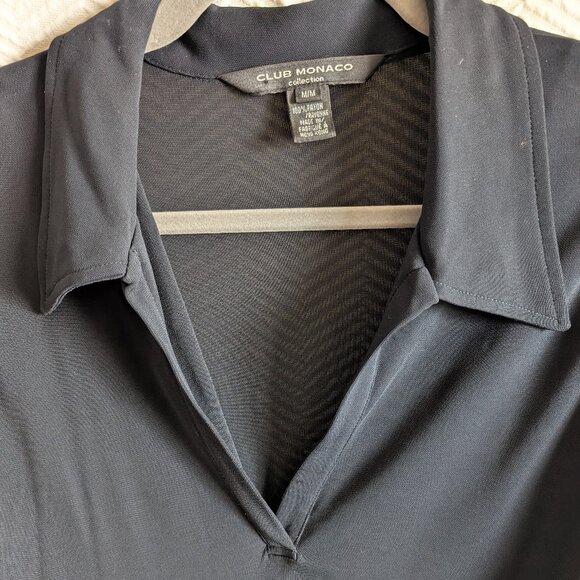 Club Monaco Collection Navy Blue Semi-sheer Maxi dress long sleeve Medium - Picture 7 of 10